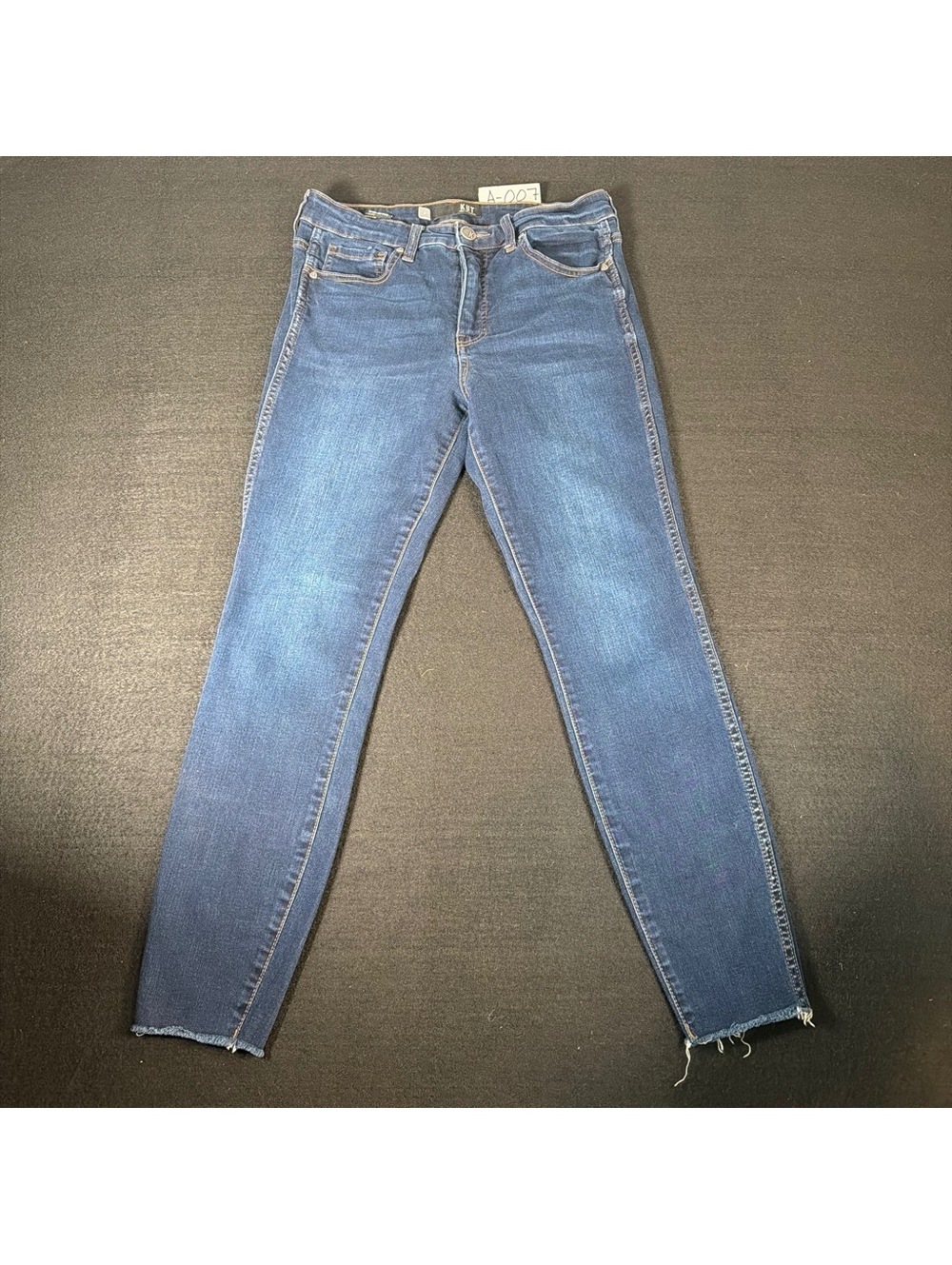 KUT From The Kloth Women’s Jeans Size 6 Blue Skinny Crop Raw Hem Stretch Denim